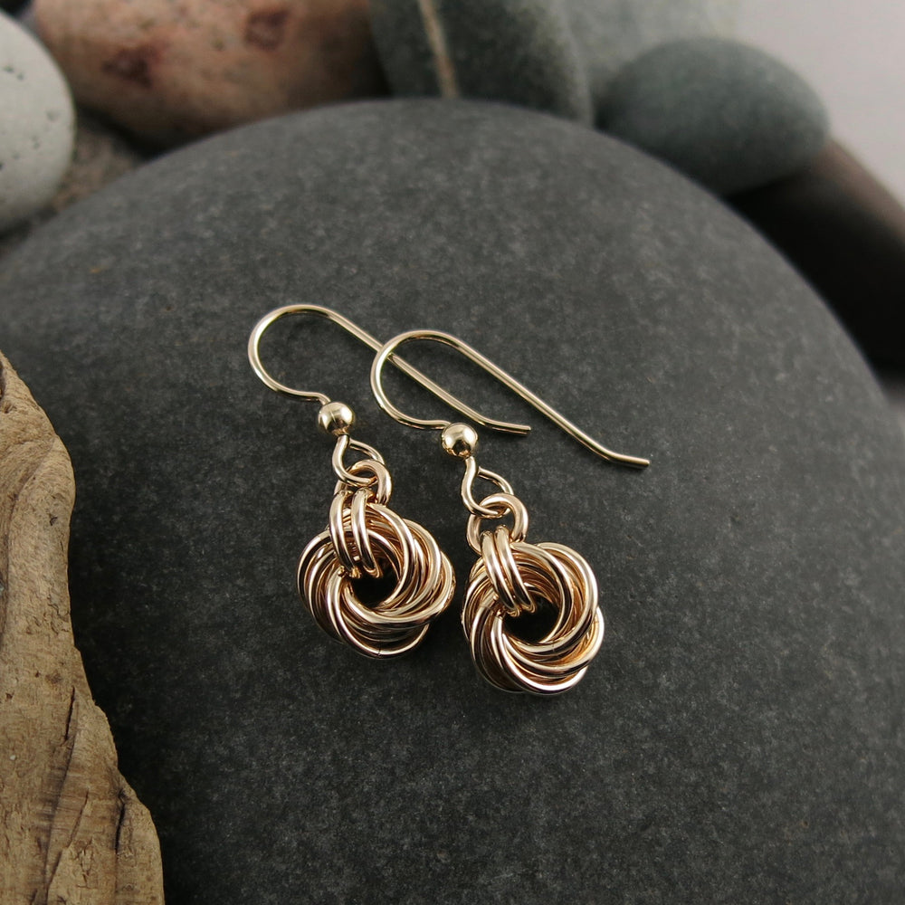 Algerian love knot earrings in 14K gold fill by Mikel Grant Jewellery. Artisan made.