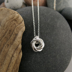 Silver love knot necklace by Mikel Grant Jewellery.