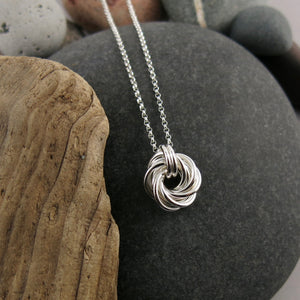 Silver love knot necklace by Mikel Grant Jewellery.