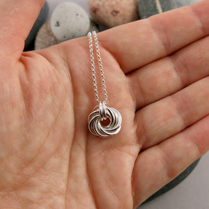 Silver love knot necklace by Mikel Grant Jewellery.
