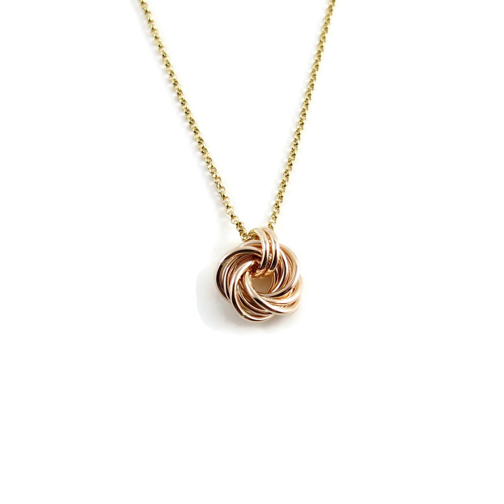 Algerian love knot necklace in 14K gold fill by Mikel Grant Jewellery.