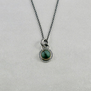 Forest Green Sapphire Gem Drop Necklace in Silver and Gold by Mikel Grant Jewellery.