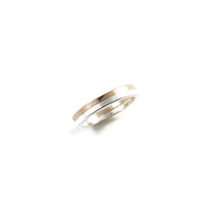 Gold Duo Ring • White & Yellow Gold • Clean Modern Mixed Metal Ring