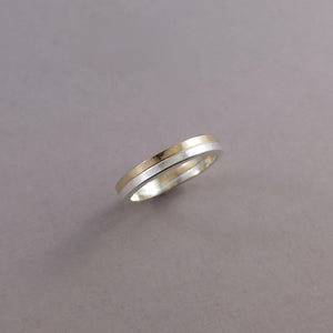 Gold Duo Ring • White & Yellow Gold • Clean Modern Mixed Metal Ring