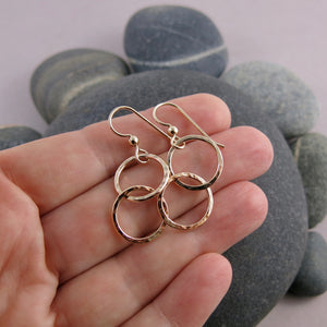 Gold Embrace Earrings • Hammer Textured Interlocking Ring Earrings