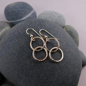 Gold Embrace Earrings • Hammer Textured Interlocking Ring Earrings