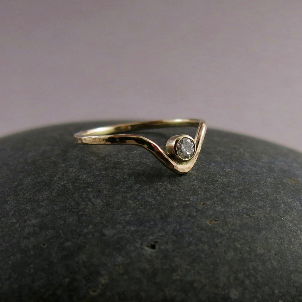 14K gold & diamond chevron ring by Mikel Grant Jewellery. Handcrafted with love.
