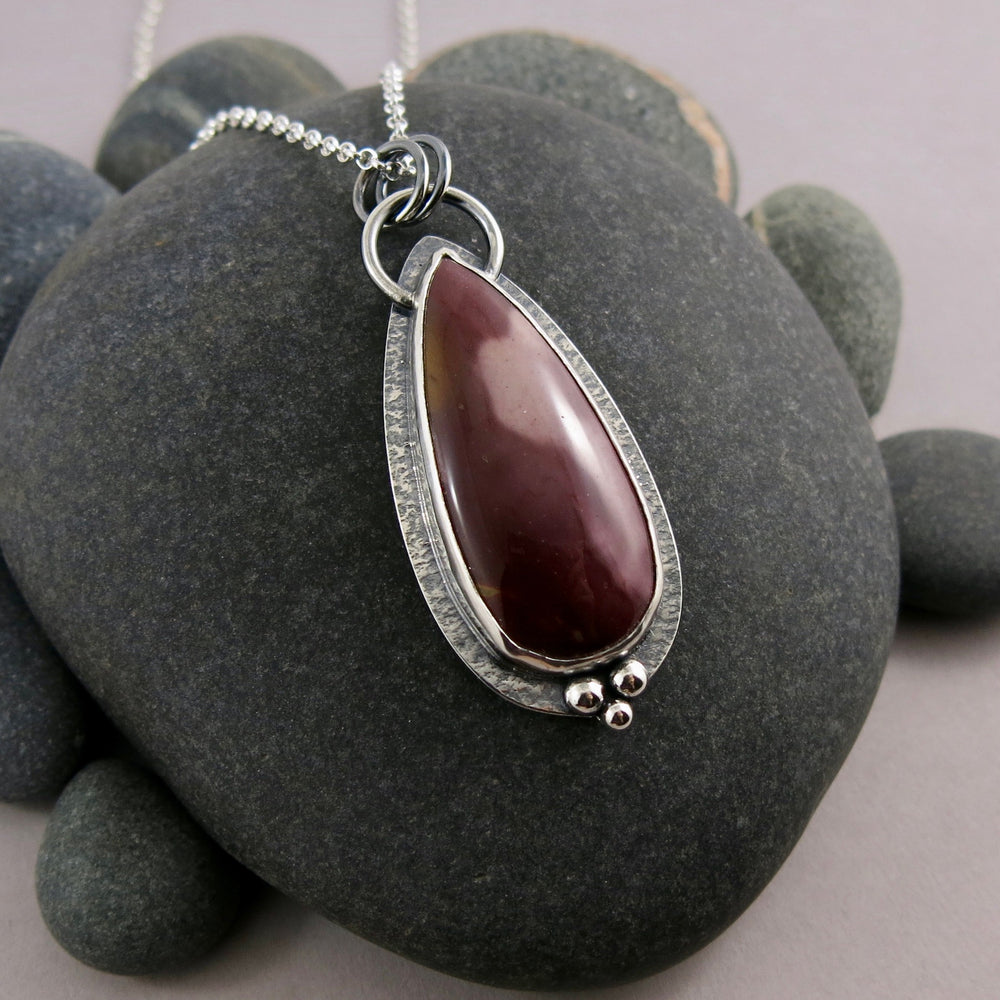 Mookaite statement necklace in oxidized sterling silver by Mikel Grant Jewellery. Viva Magenta Jewellery Collection.