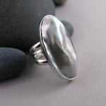 Artisan made mabe pearl shell statement ring in sterling silver by Mikel Grant Jewellery.
