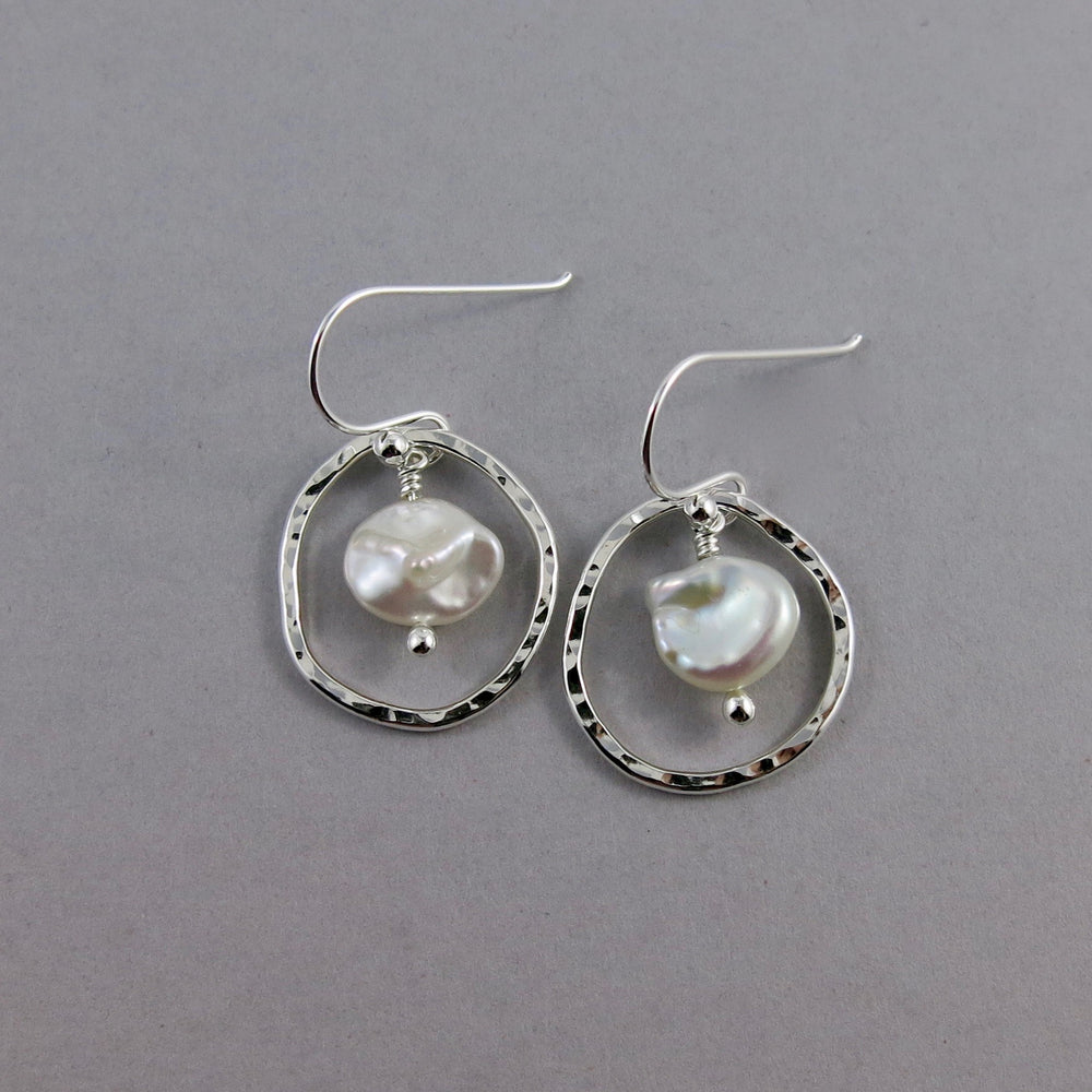 Organic keshi pearl earrings in sterling silver by Mikel Grant Jewellery.