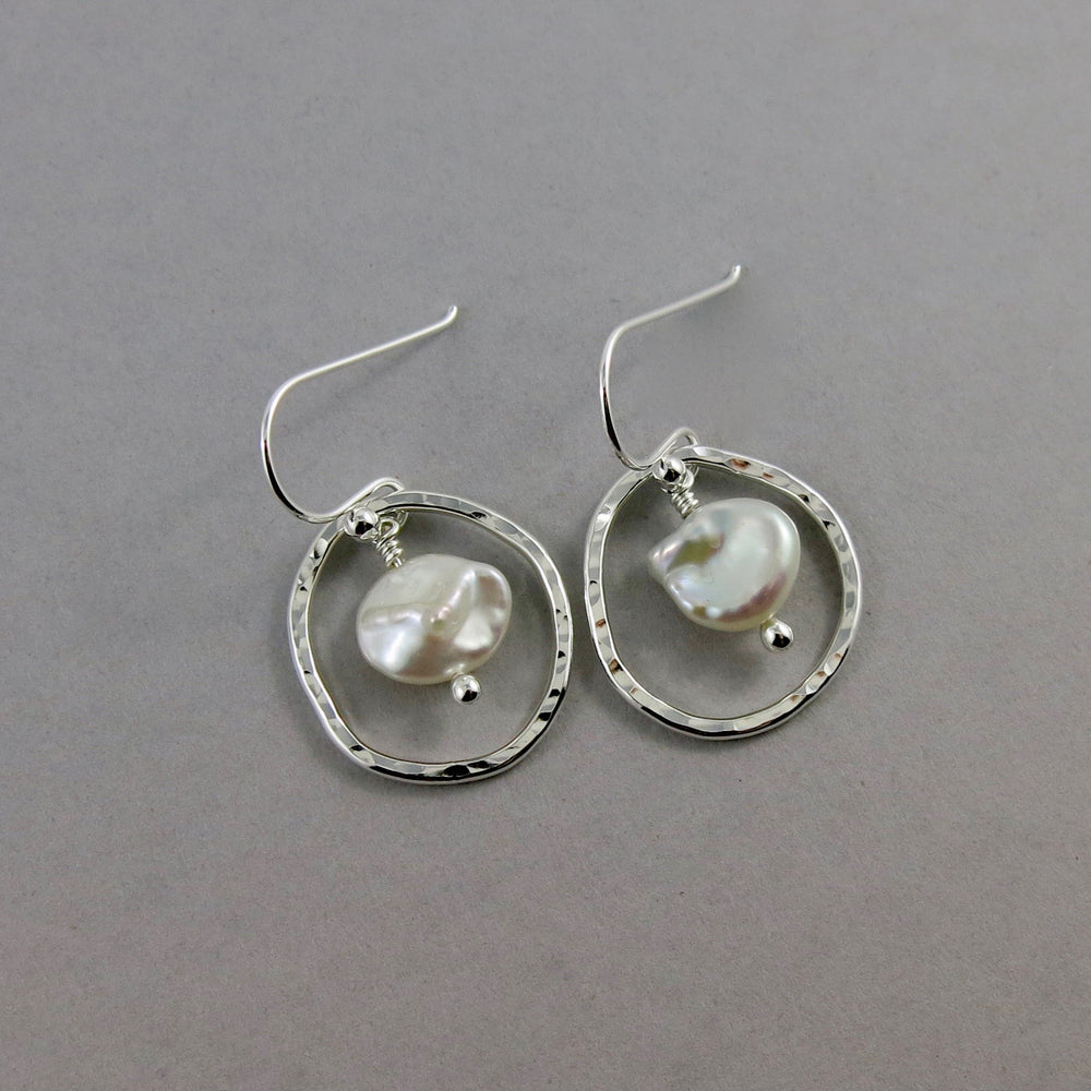 Organic Keshi Pearl Earrings • White Keshi Pearls & Sterling Silver – Mikel  Grant Jewellery