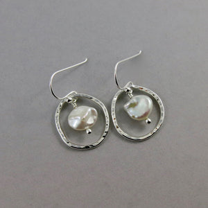 Organic keshi pearl earrings in sterling silver by Mikel Grant Jewellery.