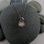 Pink Lemonade Sapphire Gem Drop Necklace in Silver and Gold by Mikel Grant Jewellery.