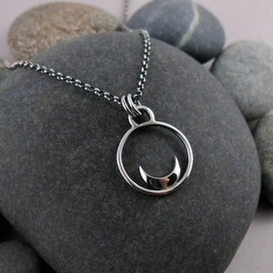 Silver Crescent Moon Dream Necklace by Mikel Grant Jewellery.