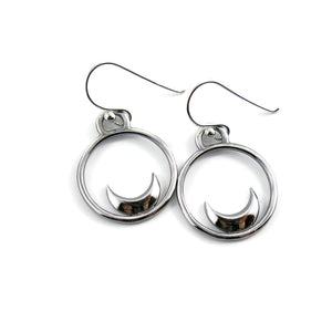 Silver Crescent Moon Dream Earrings by Mikel Grant Jewellery.