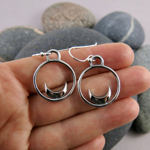 Silver Crescent Moon Dream Earrings by Mikel Grant Jewellery.