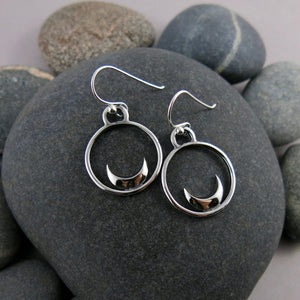 Silver Crescent Moon Dream Earrings by Mikel Grant Jewellery.