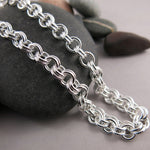 Artisan made heavy silver double chain link necklace by Mikel Grant Jewellery.