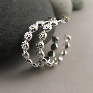 Berry hoops: sterling silver open hoop stud earrings by Mikel Grant Jewellery.  Artisan made.