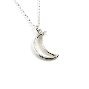 Handcrafted sterling silver crescent moon necklace by Mikel Grant Jewellery.