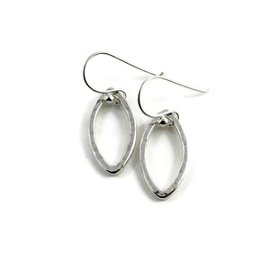 Modern minimalist sterling silver leaf earrings by Mikel Grant Jewellery.