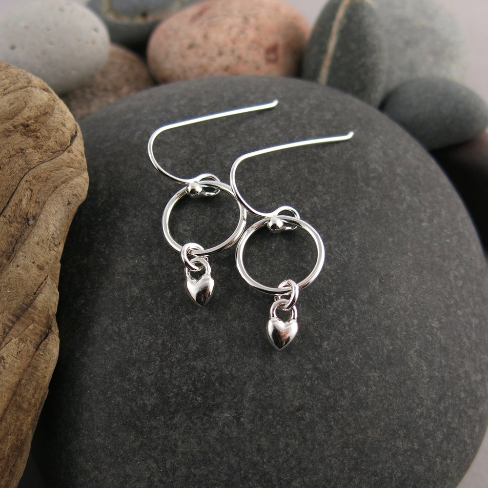 Sterling Silver Sweethearts Circle Drop Earrings • Sample Sale