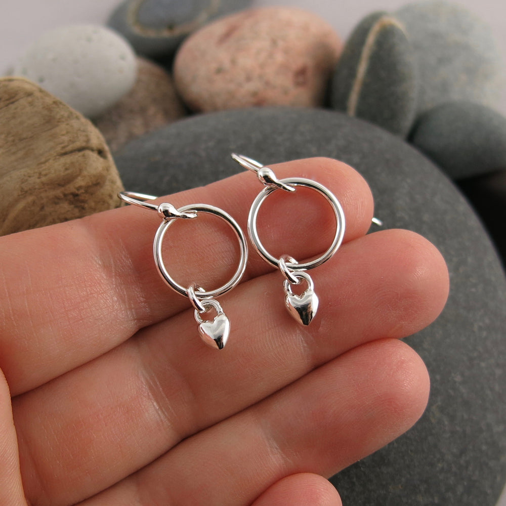 Sterling Silver Sweethearts Circle Drop Earrings • Sample Sale