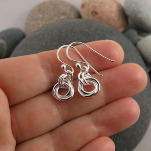 Silver love knot trio earrings by Mikel Grant Jewellery. Timeless love knot earrings