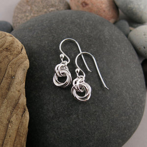 Silver love knot trio earrings by Mikel Grant Jewellery.  Timeless love knot earrings