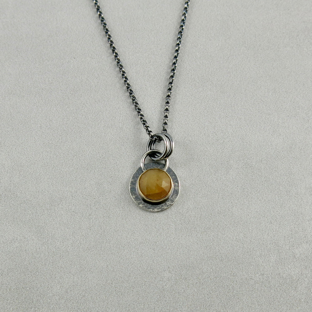 Sunshine Yellow Sapphire Gem Drop Necklace in Silver and Gold by Mikel Grant Jewellery.