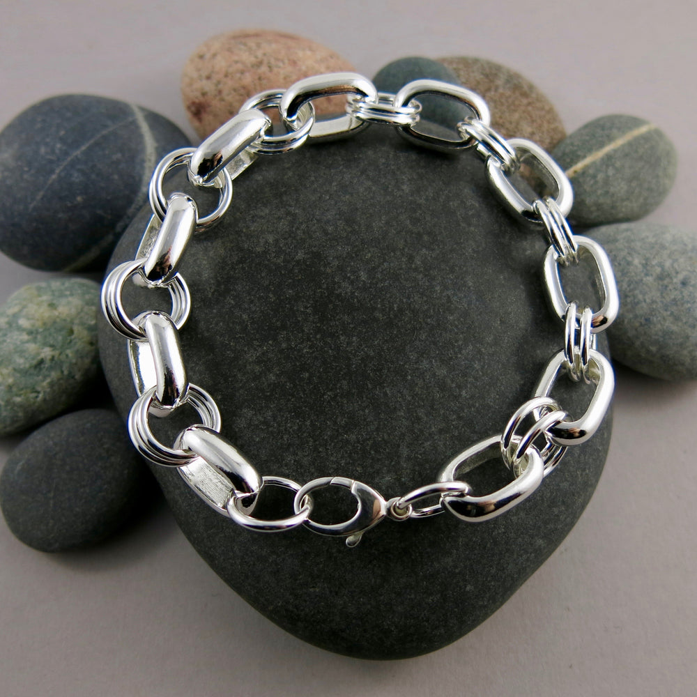 Sterling Silver Hydrangea Flower Chunky Chain Handmade Charm Bracelet -  Jane Orton Jewellery