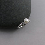 Pearl stacking ring by Mikel Grant Jewellery.  White freshwater button pearl on a sterling silver band.  