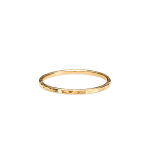 Skinny Gold Ring • Solid 14 Karat Gold Hammer Textured Stacking Band