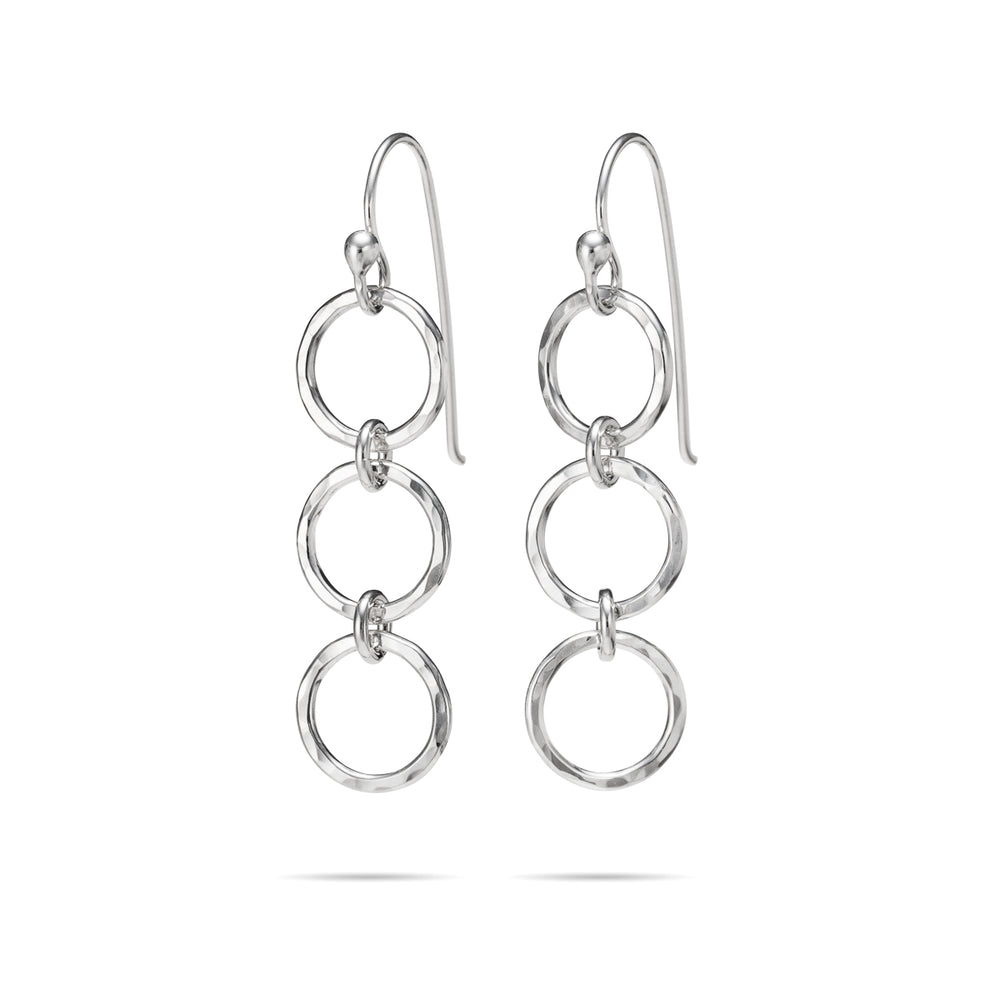 Tiered Circle Drop Dangle Earrings In Solid 925 Sterling Silver - Yellow Finish