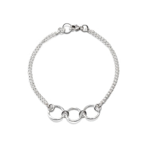 Silver open circle trio bracelet by Mikel Grant Jewellery. Hammer textured breathe trio bracelet.