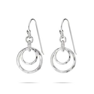 Nesting Duo Circle Earrings • Hammer Textured Sterling Silver