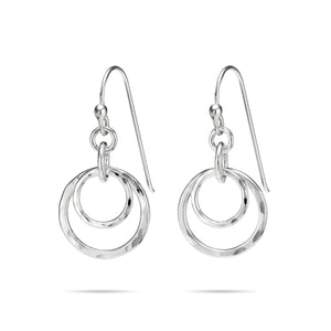 Boucles d'oreilles Nesting Duo Circle • Argent sterling texturé marteau