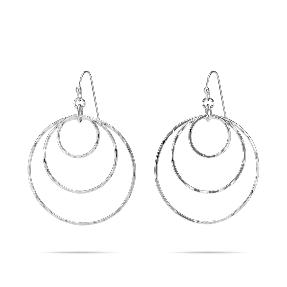 Nesting Trio Circle Earrings • Hammer Textured Sterling Silver