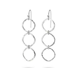 Soft Square Trio Drop Earrings • Hammer Textured Sterling Silver