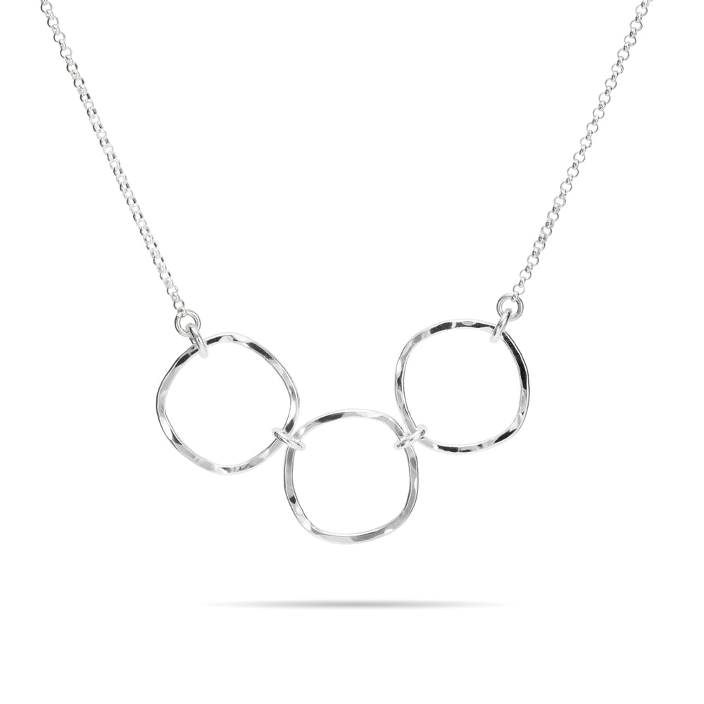 Soft Square Trio Necklace • Hammer Textured Sterling Silver with Rolo Chain