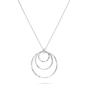 Collier Nesting Trio Circle • Argent sterling texturé marteau avec chaîne Rolo