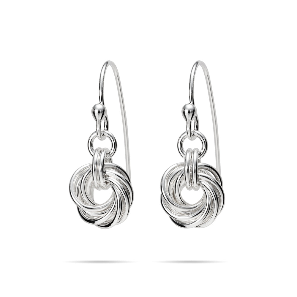 Love knot earrings in sterling silver by Mikel Grant Jewellery. 