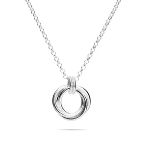 Silver love knot trio necklace by Mikel Grant Jewellery. Artisan made timeless love knot trio necklace.