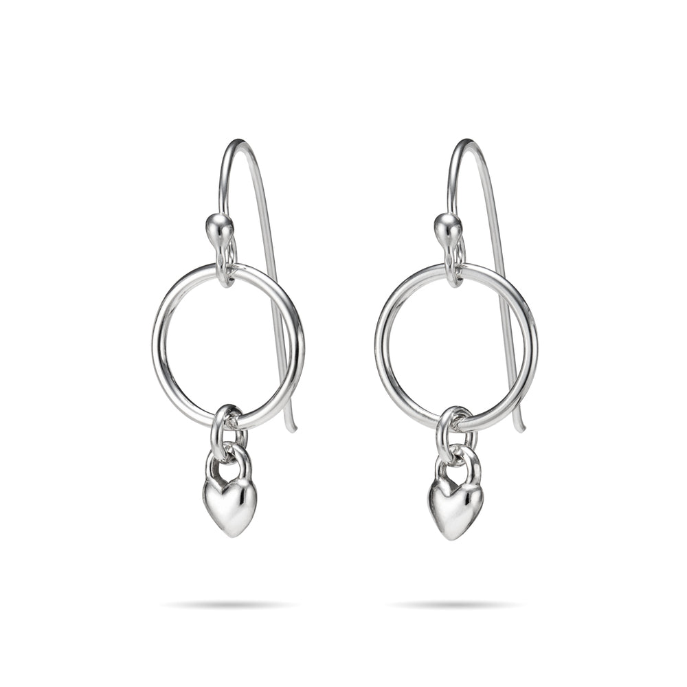 Sterling Silver Sweethearts Circle Drop Earrings • Sample Sale