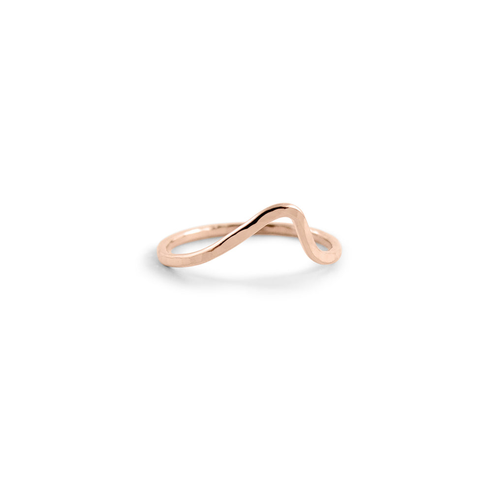 Rose gold wave ring by Mikel Grant Jewellery. Artisan made hammer textured wave stacking ring.