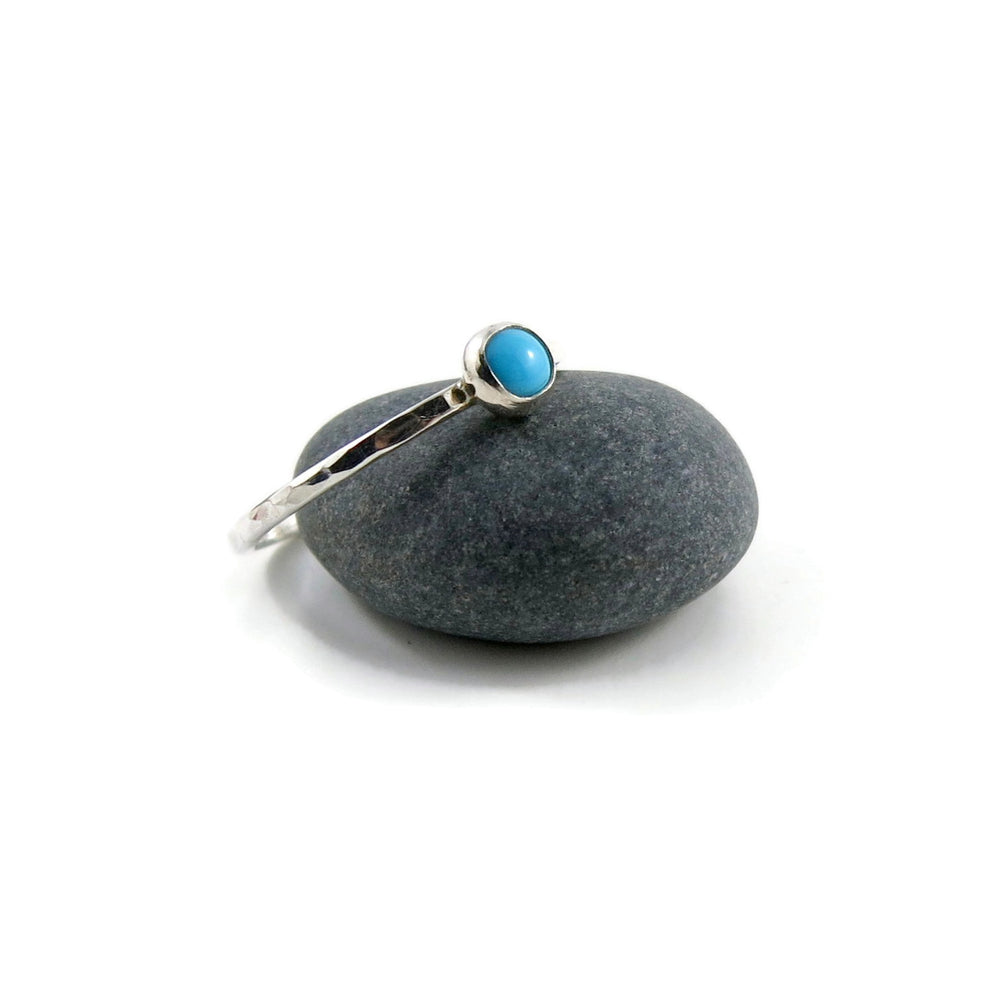 Gemstone Stacking Rings • Sterling Silver & Turquoise Size 5 • Sample Sale